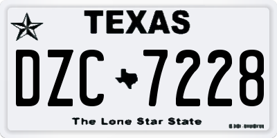 TX license plate DZC7228