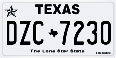 TX license plate DZC7230