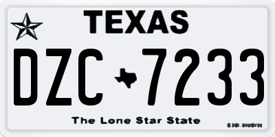 TX license plate DZC7233