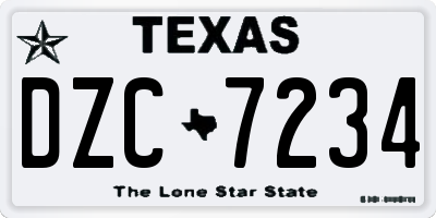 TX license plate DZC7234