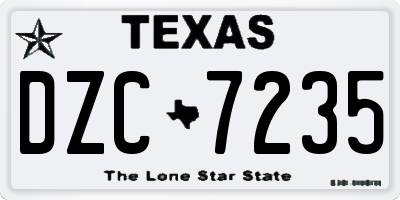 TX license plate DZC7235