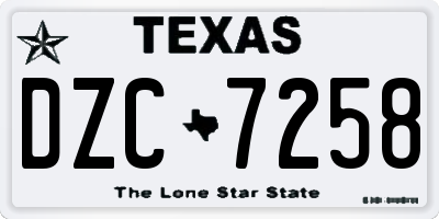 TX license plate DZC7258
