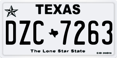 TX license plate DZC7263