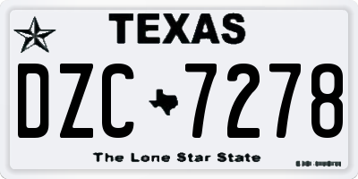 TX license plate DZC7278