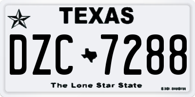 TX license plate DZC7288