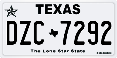 TX license plate DZC7292