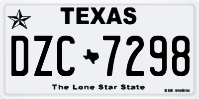 TX license plate DZC7298