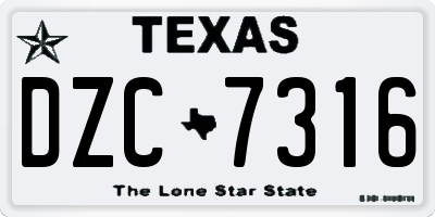 TX license plate DZC7316