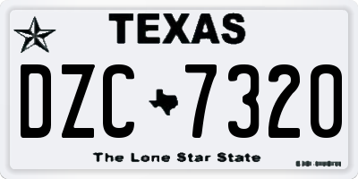 TX license plate DZC7320
