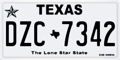 TX license plate DZC7342