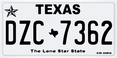 TX license plate DZC7362