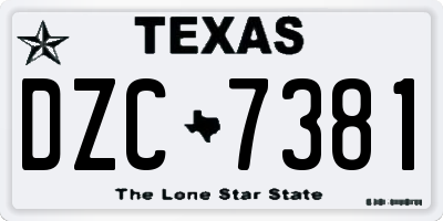TX license plate DZC7381