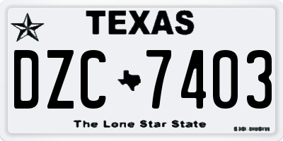 TX license plate DZC7403