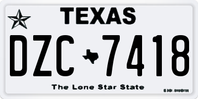 TX license plate DZC7418