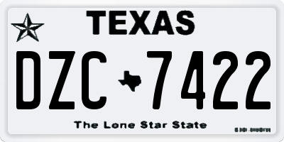 TX license plate DZC7422