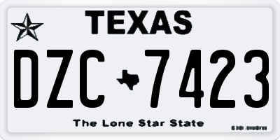 TX license plate DZC7423
