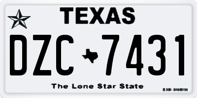 TX license plate DZC7431