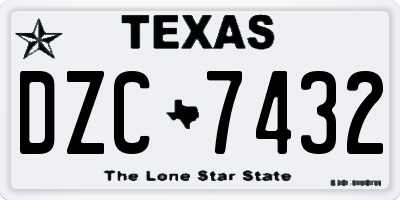 TX license plate DZC7432