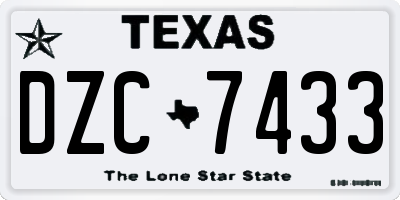 TX license plate DZC7433