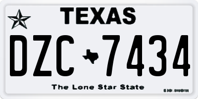TX license plate DZC7434