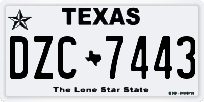TX license plate DZC7443