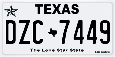 TX license plate DZC7449