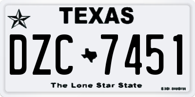 TX license plate DZC7451