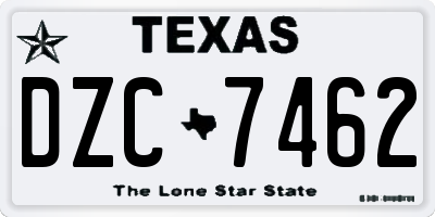TX license plate DZC7462