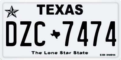 TX license plate DZC7474