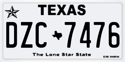 TX license plate DZC7476