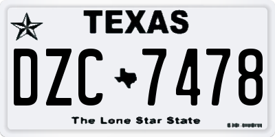 TX license plate DZC7478