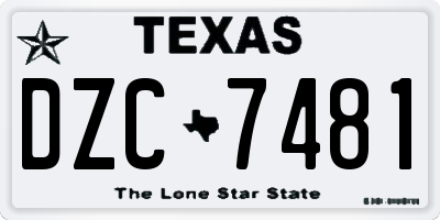 TX license plate DZC7481