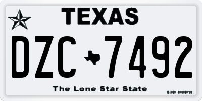 TX license plate DZC7492