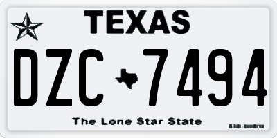 TX license plate DZC7494