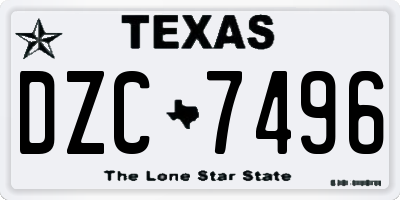 TX license plate DZC7496