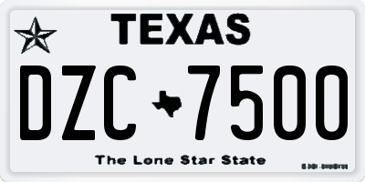 TX license plate DZC7500