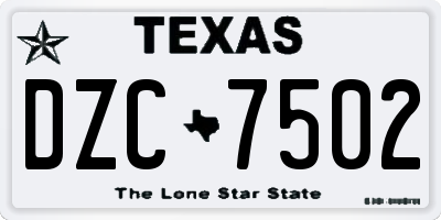TX license plate DZC7502