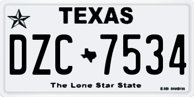 TX license plate DZC7534
