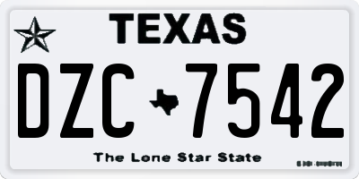 TX license plate DZC7542