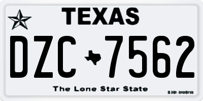TX license plate DZC7562
