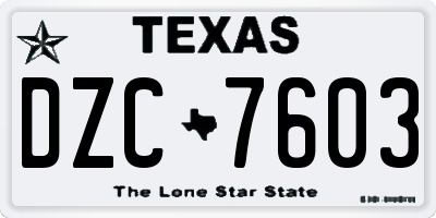 TX license plate DZC7603