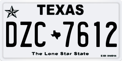 TX license plate DZC7612