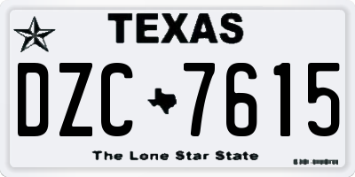 TX license plate DZC7615