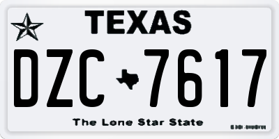 TX license plate DZC7617