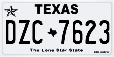 TX license plate DZC7623