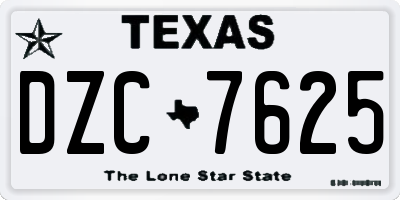 TX license plate DZC7625