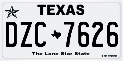 TX license plate DZC7626