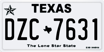 TX license plate DZC7631