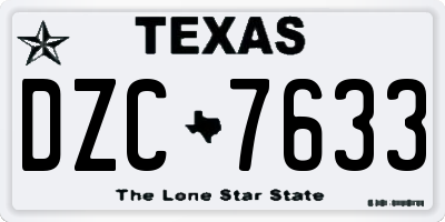 TX license plate DZC7633