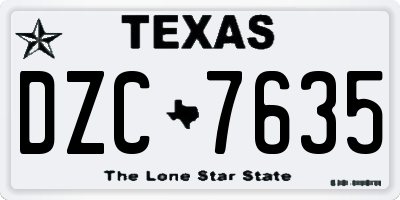 TX license plate DZC7635